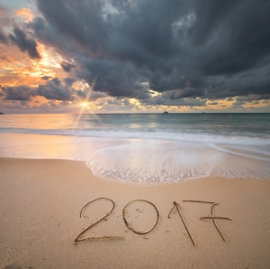2017 year on the sea shore. Element of design.
